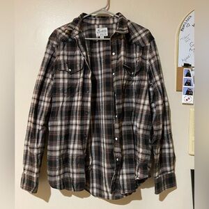 Lucky Brand Brown and black plaid flannel shirt